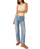 Free People Women's Risk Taker Mid-Rise Straight-Leg Jeans