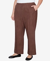 Alfred Dunner Plus Wine Country Soft Microfiber Side Seam Pocket Short Length Pant