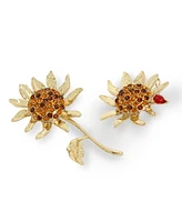 Betsey Johnson Faux Stone Sunflower Mismatch Earrings