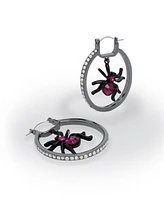 Betsey Johnson Faux Stone Spider Hoop Earrings