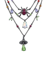 Betsey Johnson Faux Stone Witchy Hat Charm Layered Necklace