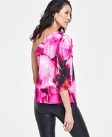 I.n.c. International Concepts Women's Printed One-Shoulder Blouse, Created for Macy's