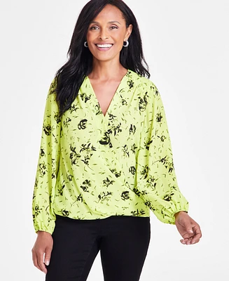 I.n.c. International Concepts Women's Printed Surplice Top, Xs-3X