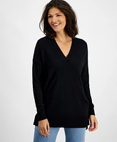 I.n.c. International Concepts Women's Solid V-Neck Sweater, Created for Macy's