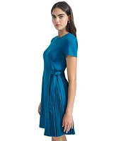 Calvin Klein Petite Jewel-Neck Short-Sleeve Scuba-Crepe Dress