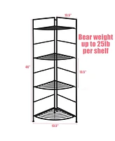 Sugift 4 Tier Folding Metal Shelf Plant Stand Storage Open Shelf Corner Display Rack