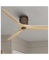 52" Windspun Rustic Farmhouse 3 Blade Indoor Hugger Ceiling Fan with Remote Control Oil Rubbed Bronze Natural Solid Wood for Living Kitchen House Bedr