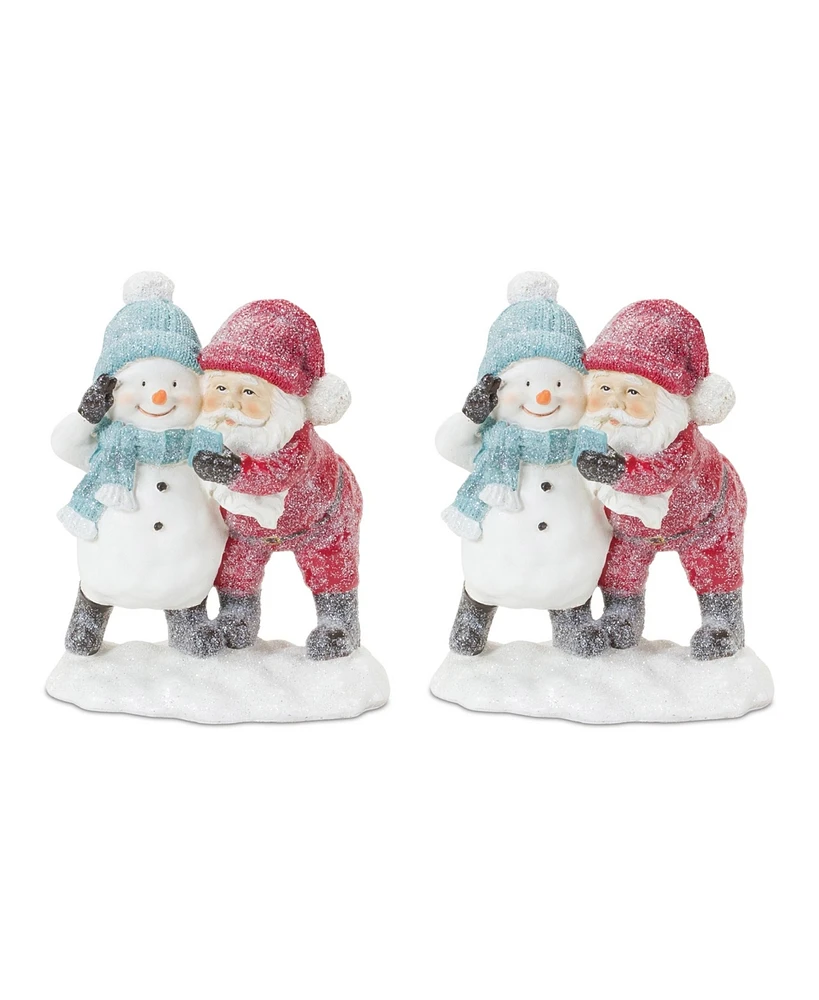 Slickblue Whimsical Santa And Snowman Selfie Figurine (Set of 2)