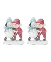 Slickblue Whimsical Santa And Snowman Selfie Figurine (Set of 2)