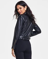 I.n.c. International Concepts Women's Faux-Leather Moto Jacket, Created for Macy's