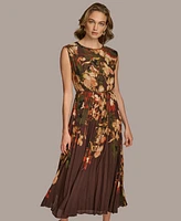 Donna Karan Women's Chiffon Floral Pleated Dress