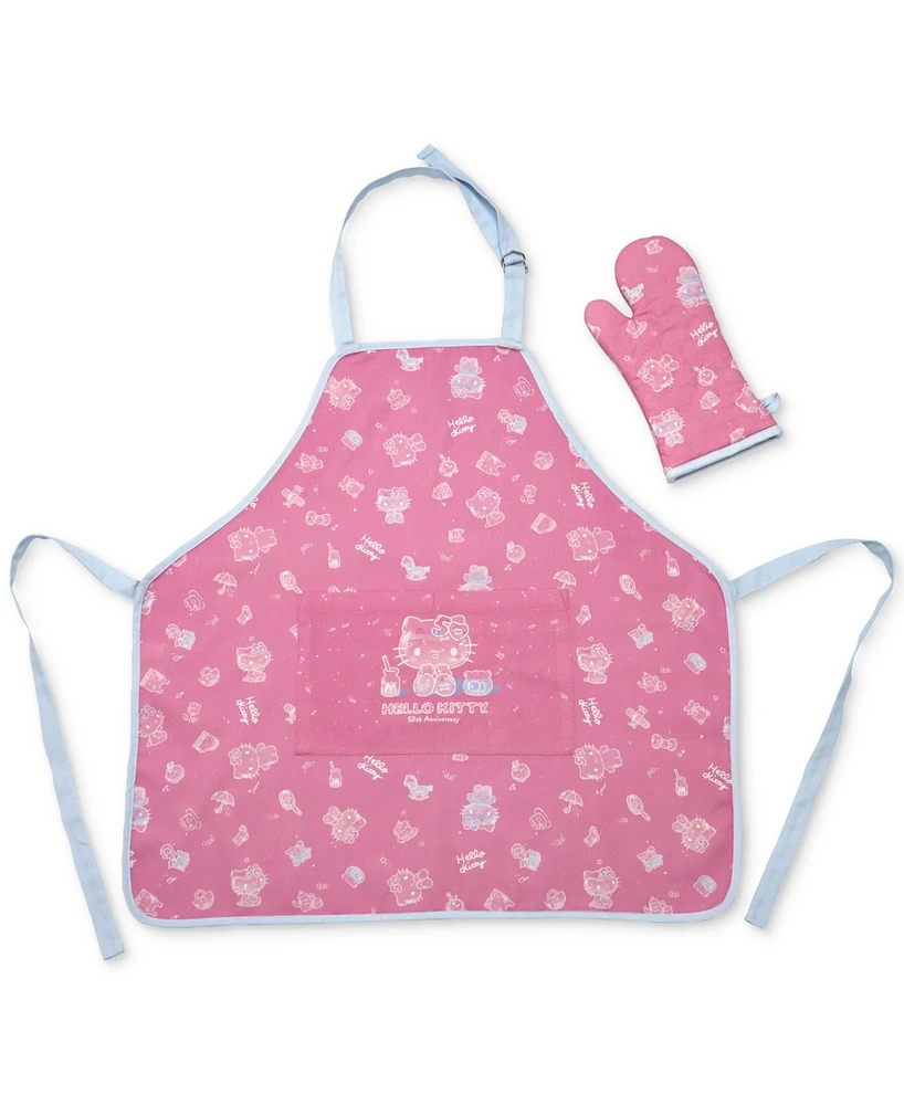 Handstand Kitchen Hello Kitty 50th Anniversary Adult Apron & Oven Mitt Set