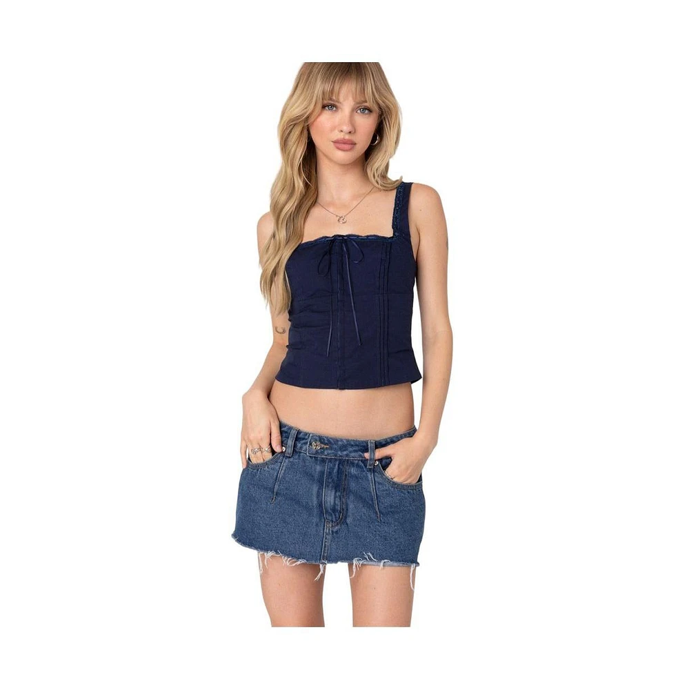 Edikted Women's Square neck poplin corset