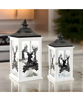 Slickblue Wood Merry Christmas Lantern with Deer Design (Set of 2)