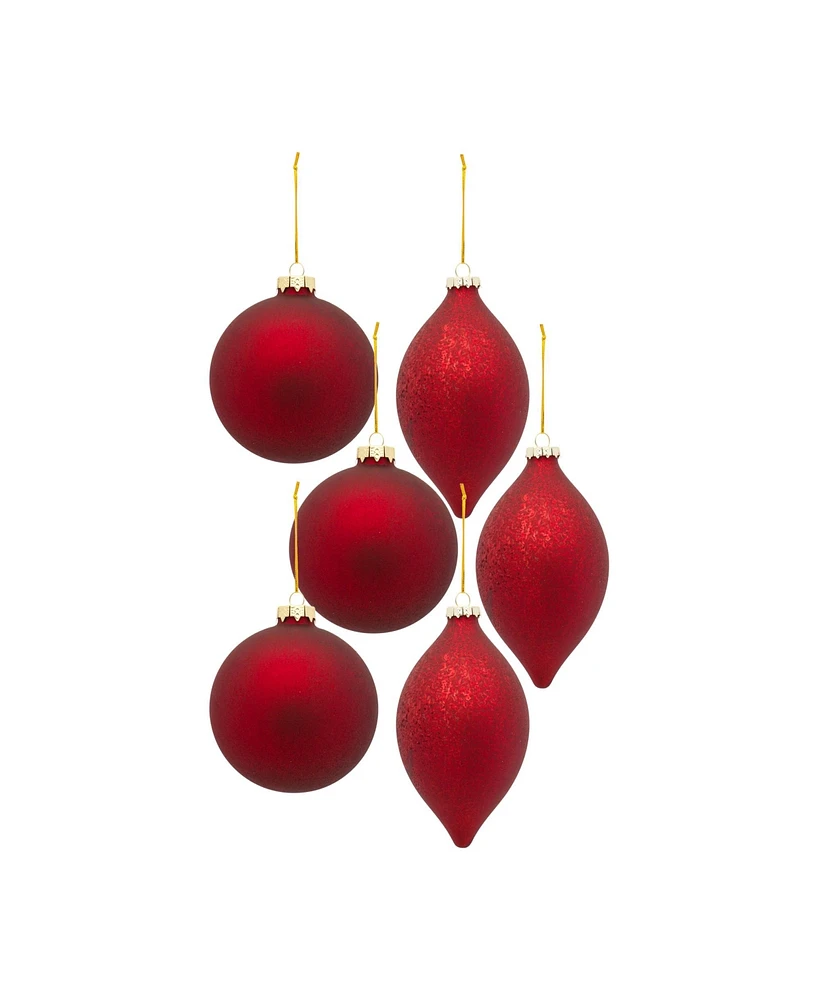 Slickblue Red Glass Ball And Onion Ornament (Set of 6)