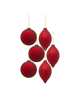 Slickblue Red Glass Ball And Onion Ornament (Set of 6)