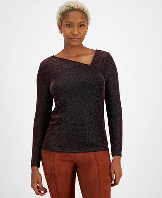 Bar Iii Women's Metallic Asymmetric Top, Created for Macy's