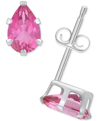 Pink Topaz Pear Solitaire Six Prong Stud Earrings (1 ct. t.w.) 14k Gold