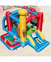 Slickblue Baseball Themed Inflatable Bounce House with Ball Pit and Ocean Balls with 735W Blower