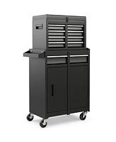 2-in-1 Tool Chest and Cabinet with 5 Sliding Drawers Versatile Storage Solution for Tools Equipment