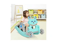 Slickblue 4-in-1 Rocking Horse and Slide Set for Kids-Blue