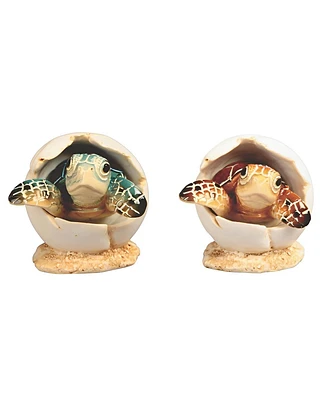 Fc Design 3"H Brown and Blue Sea Turtle in Egg 2 Pc Set Figurine Decoration Home Decor Perfect Gift for House Warming, Holidays and Birthdays