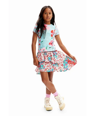 Desigual Girls Girls's Floral ruffled mini skirt