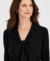 Kasper Women's Knot-Front 3/4-Sleeve Blouse