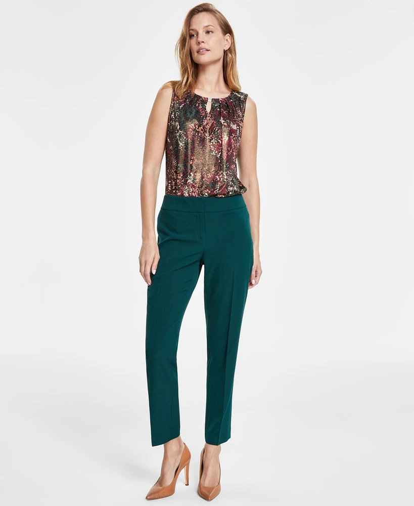 Kasper Petite Slim Straight-Leg Mid-Rise Ankle Pants