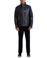 Karl Lagerfeld Men's Faux-Leather Moto Jacket