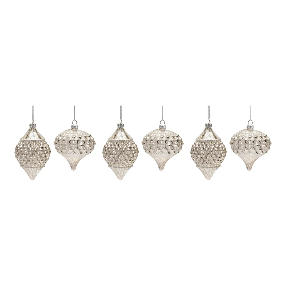 Slickblue Harlequin Mercury Glass Ornament (Set of 6)