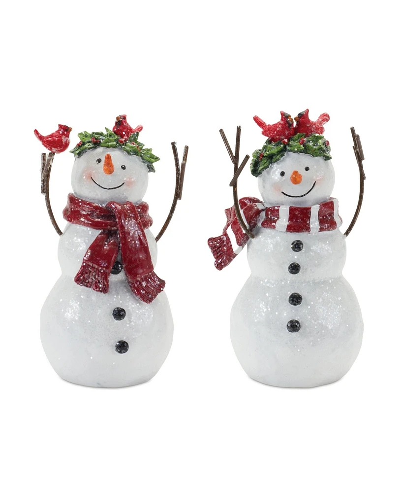 Slickblue Snowman Figurine With Cardinal Accents (Set of 2)