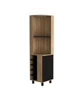 Fm Furniture Leah corner bar cabinet in melamine, glass holder, wine and wine rack.