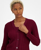 Bar Iii Women's Multi Ribbed V-Neck Cardigan Sweater, Created for Macy's