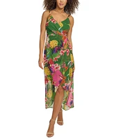 Siena Women's Floral Print Sleeveless High-Low Maxi Dress