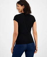 I.n.c. International Concepts Women's Lace-Up Short-Sleeve Top, Created for Macy's