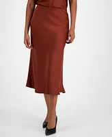 Bar Iii Women's Pull-On Midi Bias-Cut Satin Skirt, Created for Macy's