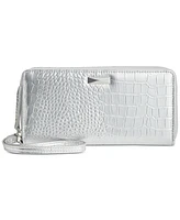 I.n.c. International Concepts Boxed Hazel Zip-Around Metallic Croc-Embossed Wristlet, Created for Macy's