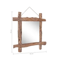 vidaXL Log Mirror Natural 27.6"x27.6" Solid Reclaimed Wood