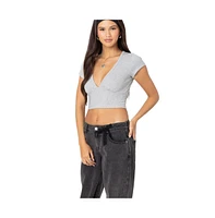 Edikted Women's Deep V neck Crop top