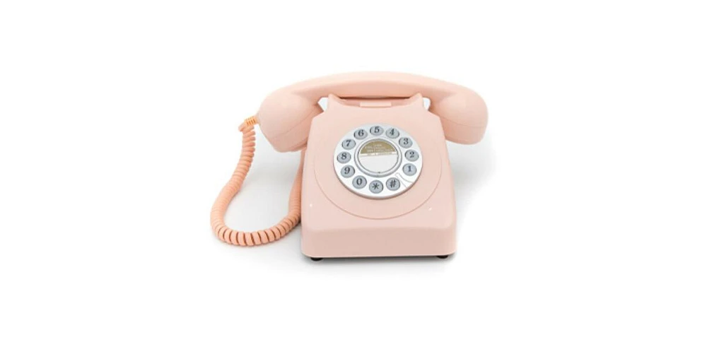 Gpo Retro 746DPBPN 746 Desktop Push Button Telephone - Carnation Pink