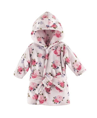 Luvable Friends Baby Girls Baby Plush Bathrobe, Floral