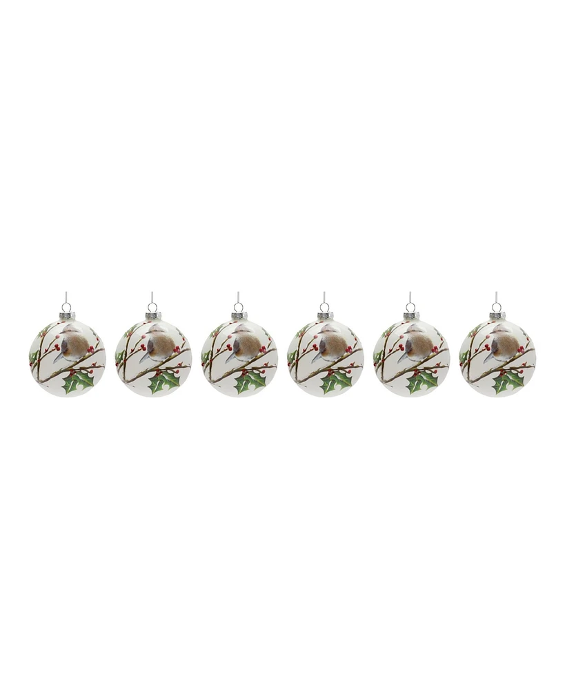 Slickblue Glass Bird Branch Ornament (Set of 6)