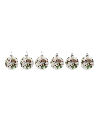 Slickblue Glass Bird Branch Ornament (Set of 6)