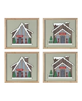 Slickblue Framed Ski Lodge Wall Art (Set of 4)