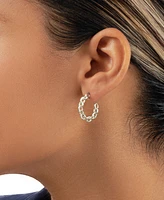 Women's Delicate Chain Silver Plated Hoop Earrings - Silver