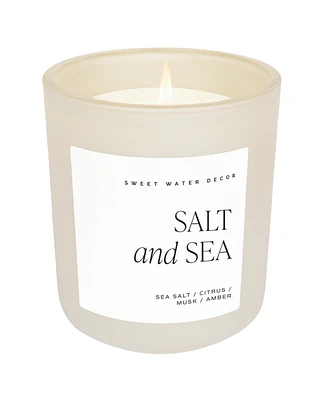 Sweet Water Decor Salt and Sea Soy Candle - Tan Matte Jar - 15 oz