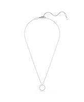 Swarovski Matrix Pendant, Crystal Pearl, Round Cut, White, Rhodium Plated Necklace