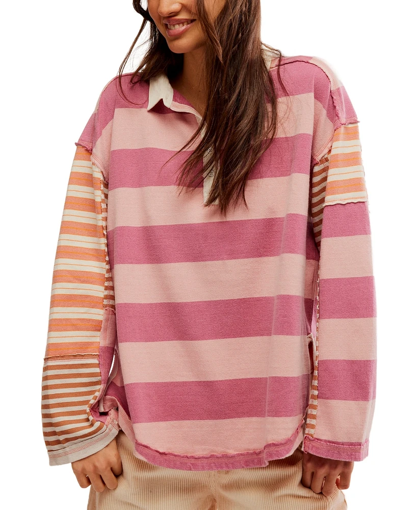 Free People Women's Aster Stripe Rugby Top