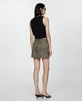 Mango Women's Leopard-Print Denim Mini-Skirt